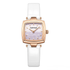 Mark Fairwhale 3480 SILENA women’s square watch in rose gold case with white leather strap and minimalist numberless dial for a luxury modern look