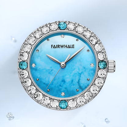 Mark Fairwhale 3500 LUMÉRA women’s watch with blue diamond-accented dial and silver bezel, showcasing minimalist elegance and crystal brilliance