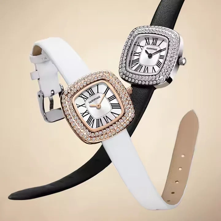 Mark Fairwhale 3530 LURAME women’s quartz watch available in black and white leather straps