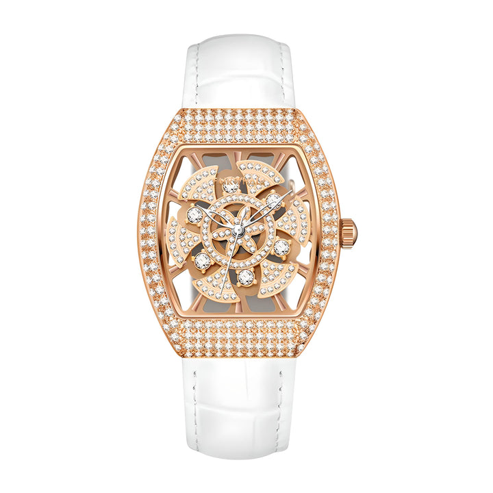 Mark Fairwhale 3560 DIAMORA women’s watch showing its 360° rotating crystal dial and rose-gold case for luxurious sparkle