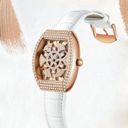 Mark Fairwhale 3560 DIAMORA women’s watch showing its 360° rotating crystal dial and rose-gold case for luxurious sparkle