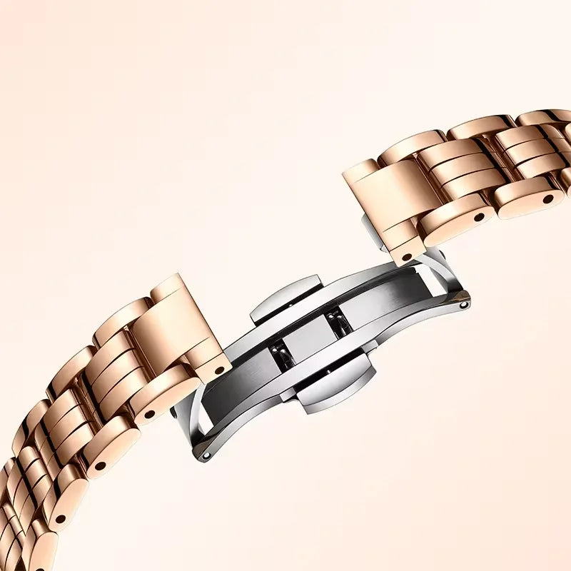 Mark Fairwhale 3640 LUNAYA women’s dress watch with pearl luster dial and rose gold bracelet, elegant and luminous finish