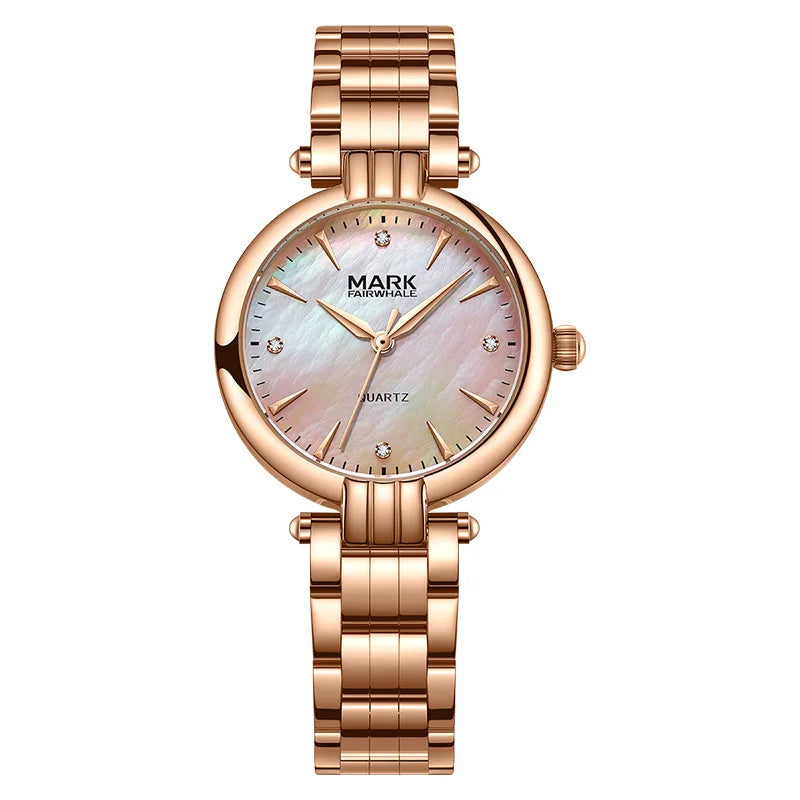 Mark Fairwhale 3640 LUNAYA women’s dress watch with pearl luster dial and rose gold bracelet, elegant and luminous finish