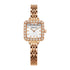 Mark Fairwhale 3650 LUNOR women’s quartz watch showing diamond bezel, sunburst dial, and rose gold markers