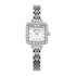 Mark Fairwhale 3650 LUNOR women’s quartz watch showing diamond bezel, sunburst dial, and steel markers