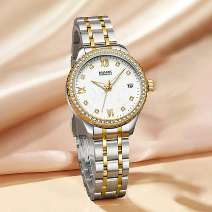 Mark Fairwhale 3740 VELTOR Unisex Quartz Watch with Stainless Steel Bracelet &amp; Complete Calendar.