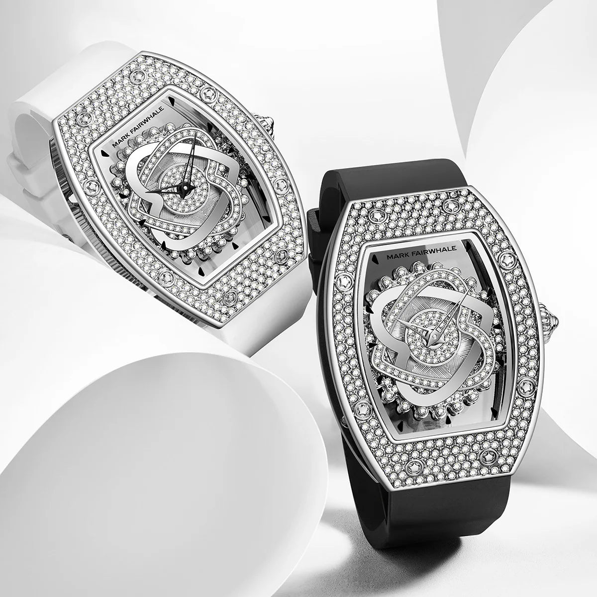 Mark Fairwhale 3770 ASTREA women’s luxury tonneau watch with starry sky dial and diamond-set bezel, captured in bright studio lighting