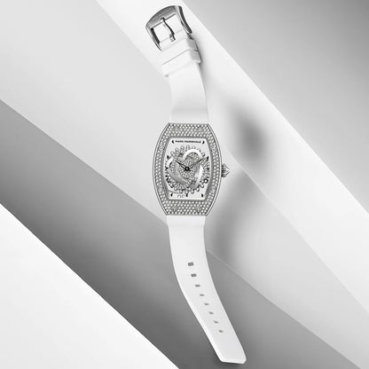Mark Fairwhale 3770 ASTREA women’s luxury tonneau watch with starry sky dial and diamond-set bezel, captured in bright studio lighting