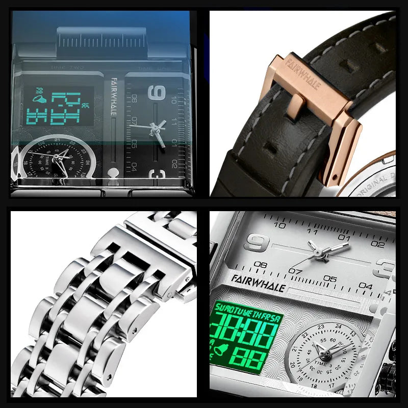 Mark Fairwhale 4270 TACORA military-inspired chronograph watch with labeled straight-edge, 24-hour, and digital time displays for precision and clarity