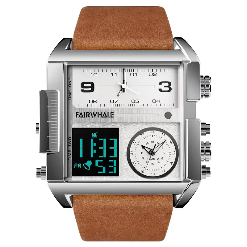 Mark Fairwhale 4270 TACORA military-inspired chronograph watch with labeled straight-edge, 24-hour, and digital time displays for precision and clarity