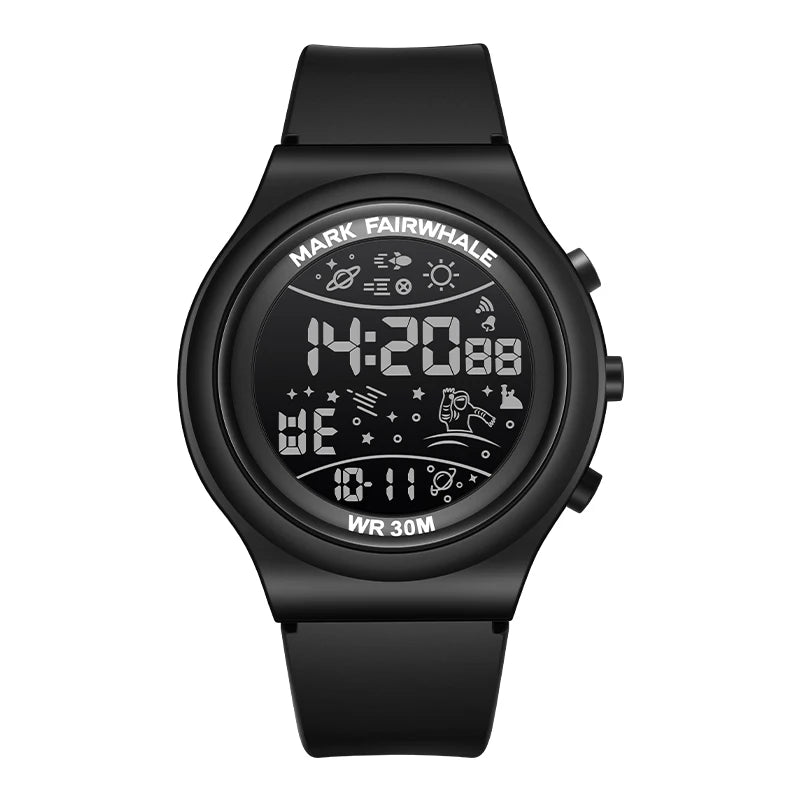 Mark Fairwhale 4440 TERRIX men’s outdoor digital watch shown underwater, highlighting its LED screen and 30 m water resistance for active lifestyles.