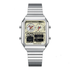 Mark Fairwhale 4460 VECTO men’s rectangular chronograph watch with stainless steel strap and analog-digital display, photographed with water resistance details.