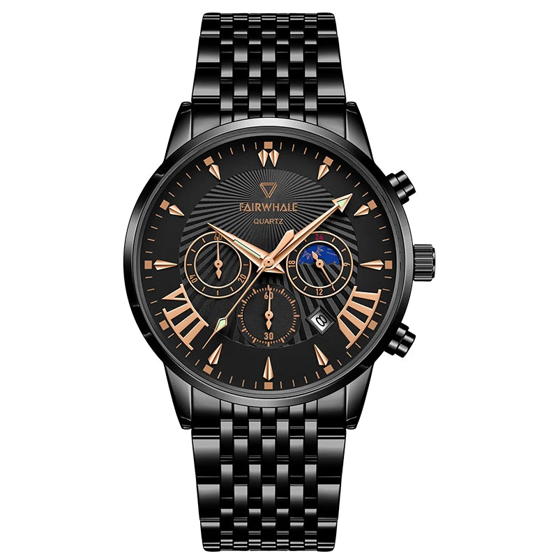 Mark Fairwhale 5020 TONARIS black stainless steel chronograph watch with calendar display.