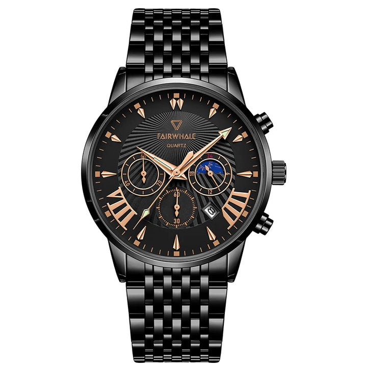 Mark Fairwhale 5020 TONARIS black stainless steel chronograph watch with calendar display.