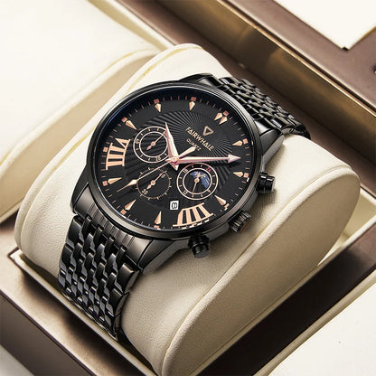 Mark Fairwhale 5020 TONARIS rose gold chronograph watch with leather strap – lifestyle shot.
