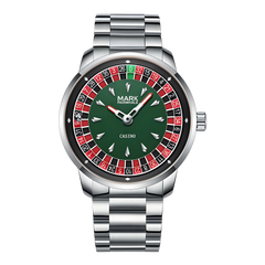 Mark Fairwhale 5031 ROULETTE Emerald Roulette – Emerald-tone rotating dial watch for men with diamond accents and Arabic numerals
