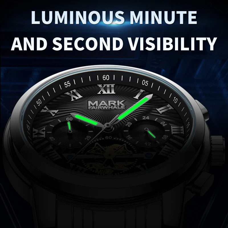 Mark Fairwhale  5036 NEXORA men’s watch with luminous Roman numerals and glowing hands in the dark