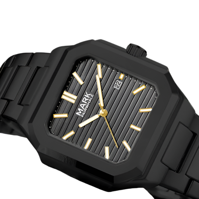 The watch suspended in darkness