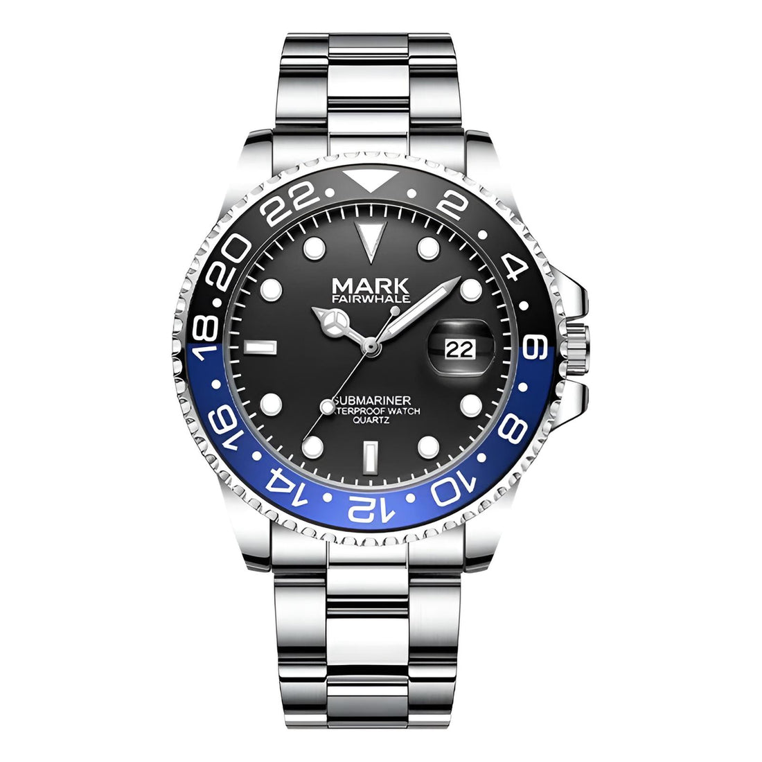 Mark Fairwhale 5140 VELTORIS men’s luxury quartz watch front view black-blue bezel