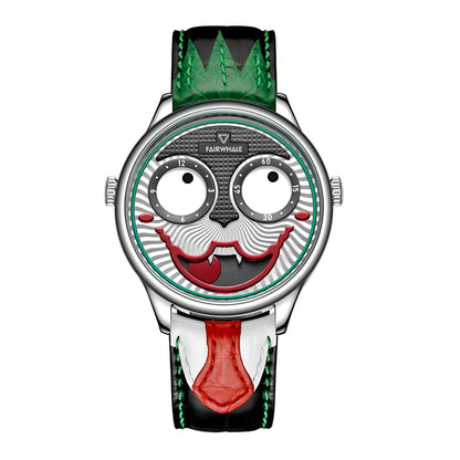 Mark Fairwhale 5600 Joker Watch Black crocodile leather strap with green stitching and stainless steel clasp