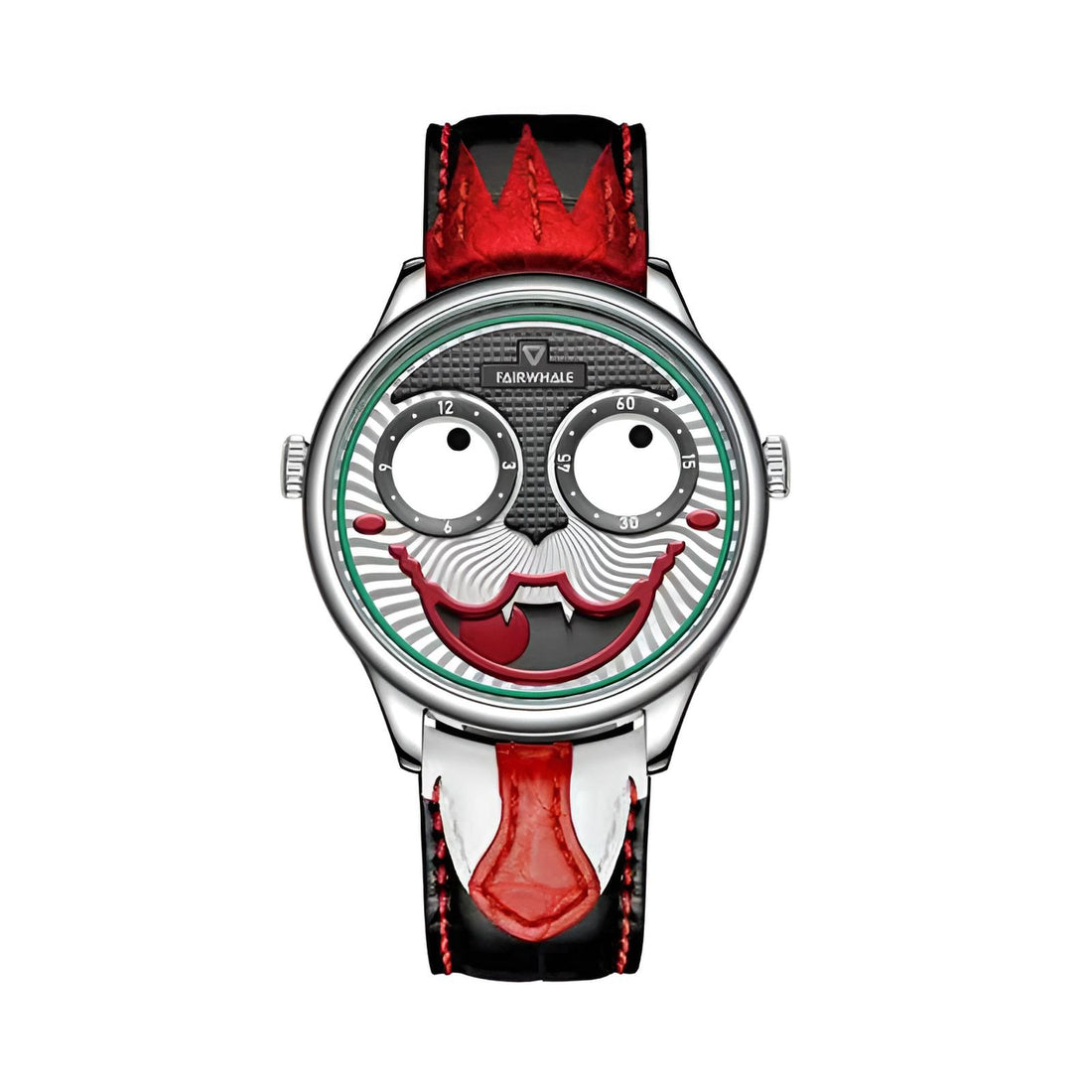Mark Fairwhale 5600 Joker Watch Black crocodile leather strap with red stitching and stainless steel clasp