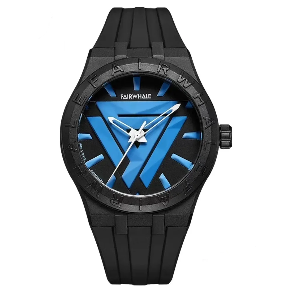 Mark Fairwhale 5680 ELIAN unisex quartz watch with black resin case and blue numberless dial