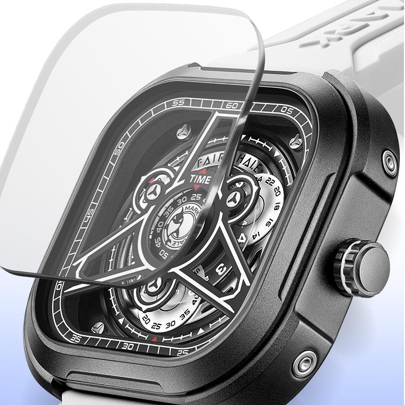 Mark Fairwhale 5740 men’s square quartz chronograph watch in full black design
