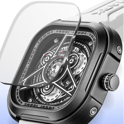 Mark Fairwhale 5740 men’s square quartz chronograph watch in full black design