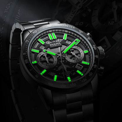 Mark Fairwhale 5880 NOCTUM luminous chronograph watch glowing in the dark with sapphire crystal