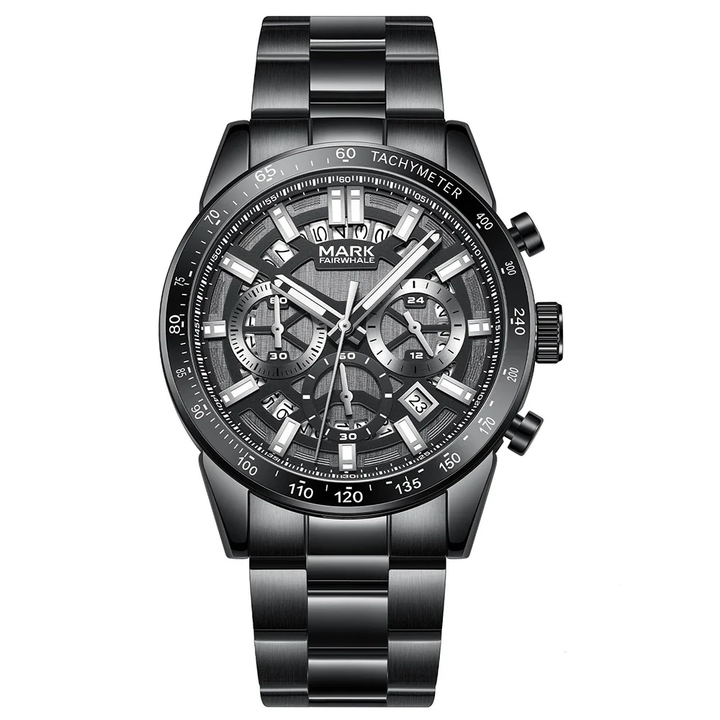 Mark Fairwhale 5880 NOCTUM men’s black chronograph watch with sapphire crystal and stainless steel strap