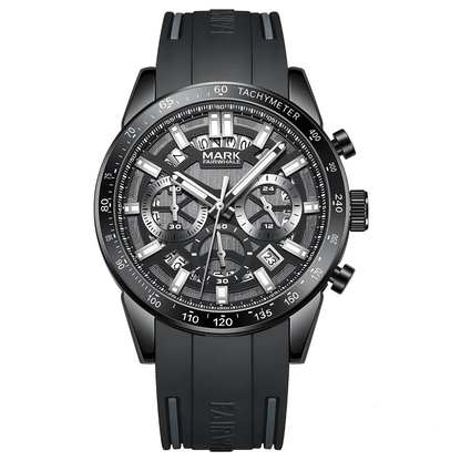 Mark Fairwhale 5880 NOCTUM men’s black chronograph watch with silicone sport strap and sapphire crystal