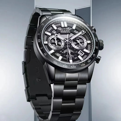 Mark Fairwhale 5880 NOCTUM stainless steel men’s chronograph watch with sapphire crystal black dial