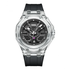 Mark Fairwhale 5920 VISORIX transparent case quartz wristwatch with black silicone strap and complete calendar.