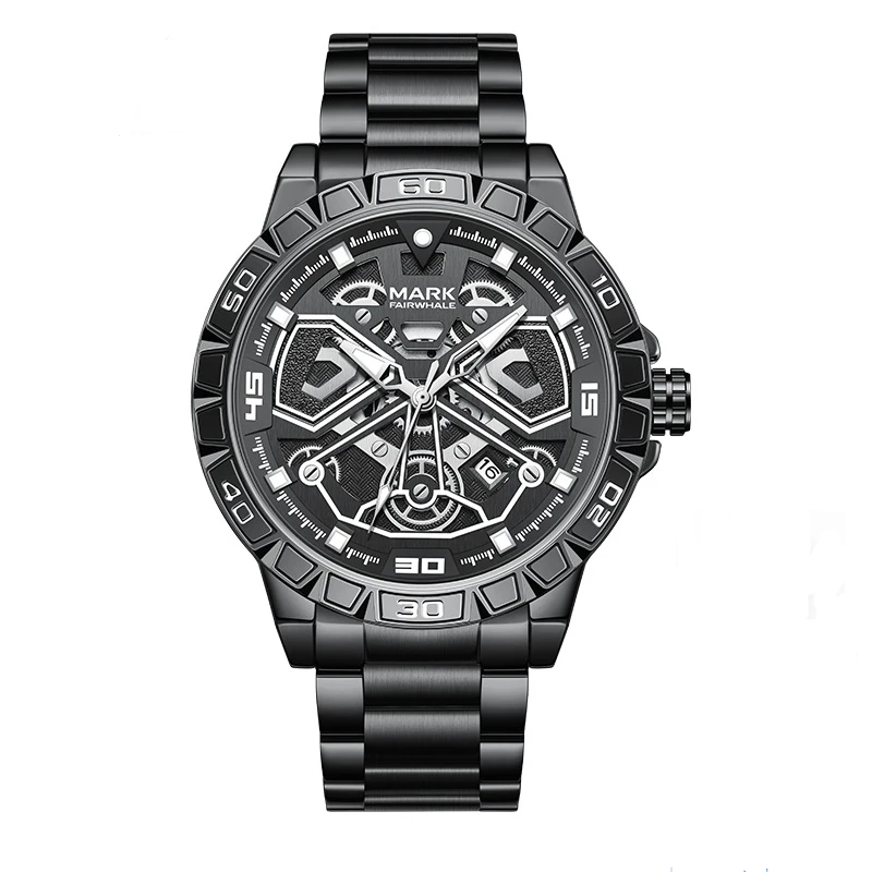 Mark Fairwhale 5940 VELTORA black stainless steel men’s watch with skeleton dial