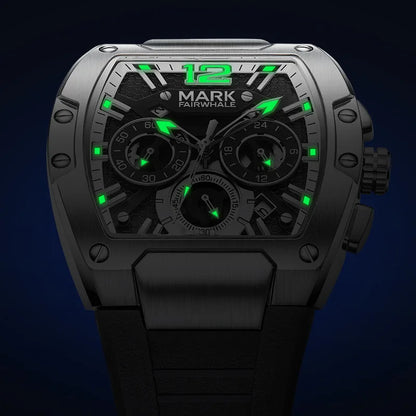 Mark Fairwhale 5950 TONIXOR watch with luminous green hands &amp; markers in dark.