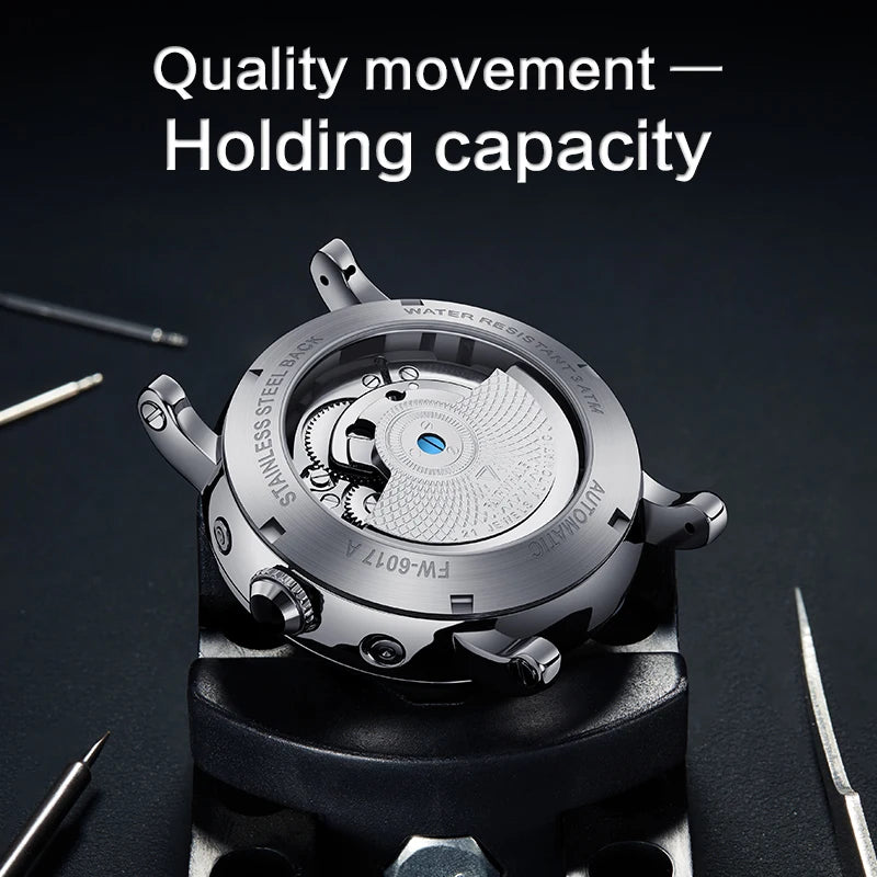 Mark Fairwhale 6017 automatic stainless steel caseback with visible mechanical movement