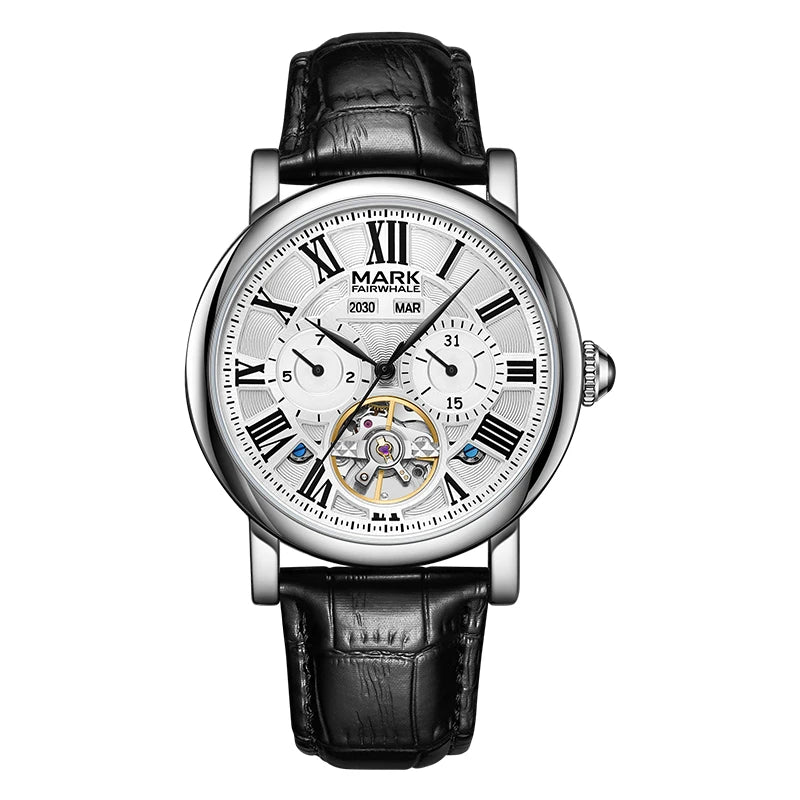 Mark Fairwhale 6017 automatic tourbillon men’s watch with Roman numeral dial and skeleton display