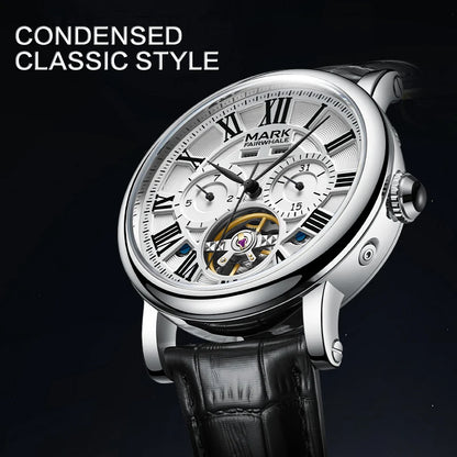 Mark Fairwhale 6017 automatic watch featuring open-heart skeleton dial and classic Roman numerals