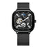 Mark Fairwhale 6290 AERION Obsidian Onyx moon phase automatic watch for men, stainless steel square case,