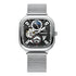 Mark Fairwhale 6290 ANERION automatic watch featuring silver skeleton dial with moon phase indicator and stainless steel mesh strap