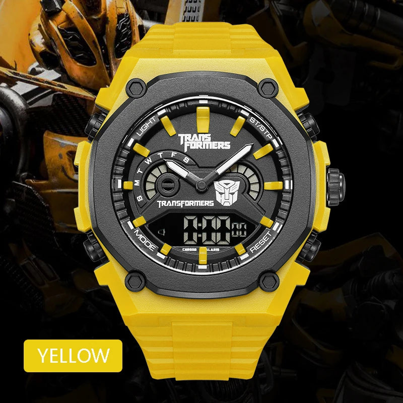 Mark Fairwhale 7110 TROVIX men’s yellow digital chronograph watch with stainless steel case and LED display, designed for modern sport and streetwear style.