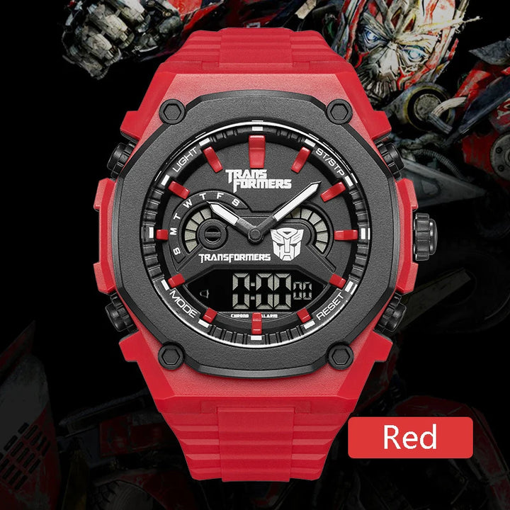 Mark Fairwhale 7110 TROVIX men’s red digital chronograph watch with stainless steel case and LED display, designed for modern sport and streetwear style.