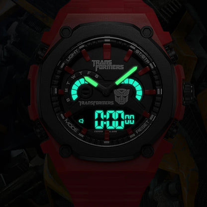 Mark Fairwhale 7110 TROVIX men’s red digital chronograph watch with stainless steel case and LED display, designed for modern sport and streetwear style.