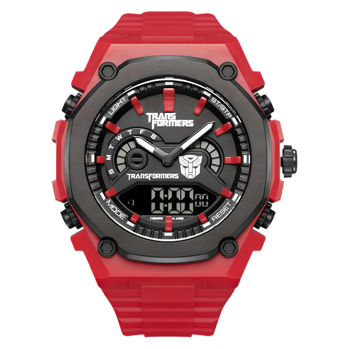 Mark Fairwhale 7110 TROVIX men’s red digital chronograph watch with stainless steel case and LED display, designed for modern sport and streetwear style.