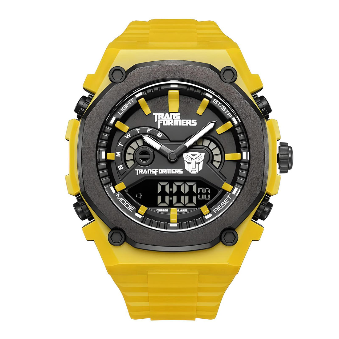 Mark Fairwhale 7110 TROVIX men’s yellow digital chronograph watch with stainless steel case and LED display, designed for modern sport and streetwear style.