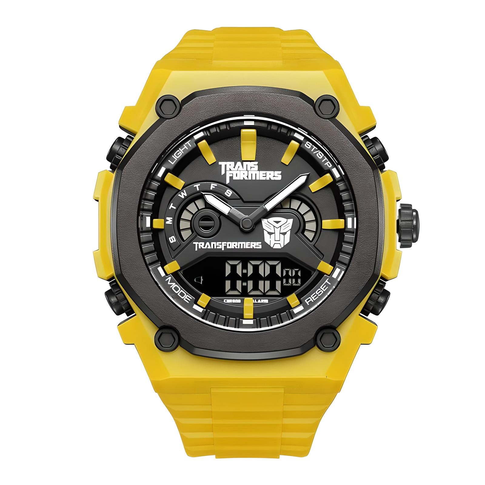 Mark Fairwhale 7110 TROVIX men’s yellow digital chronograph watch with stainless steel case and LED display, designed for modern sport and streetwear style.