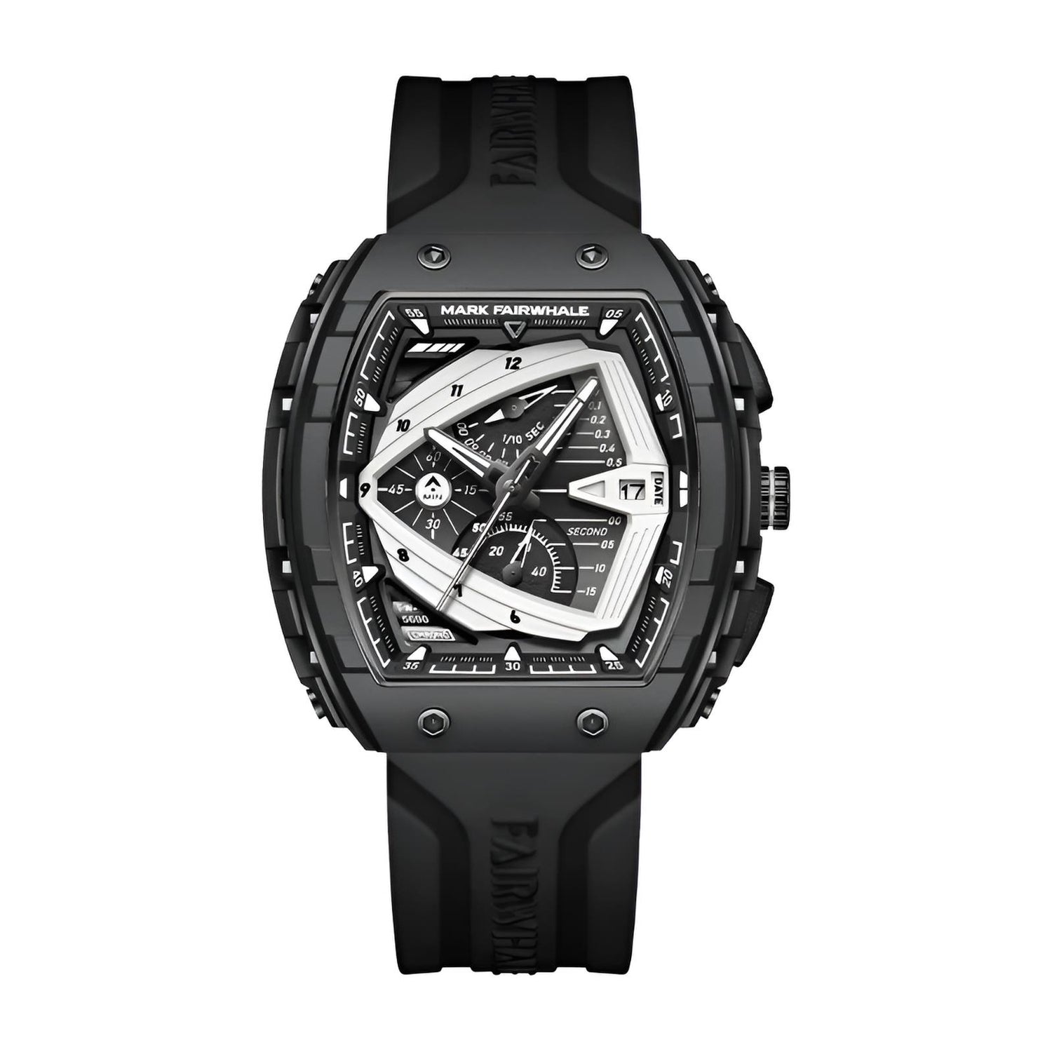 Mark Fairwhale ADRIAN Obsidian Frost – Black dial sport chronograph watch with matte finish and luminous markers