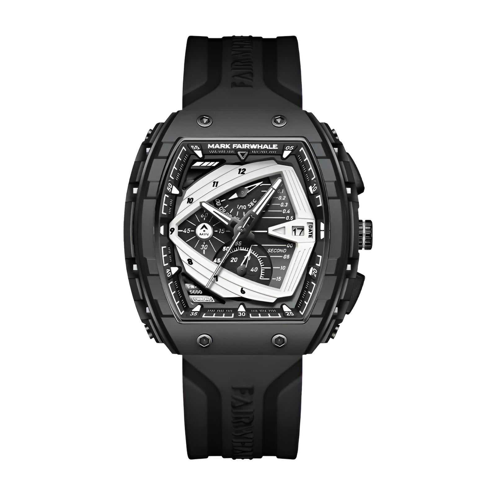 Mark Fairwhale ADRIAN Obsidian Frost – Black dial sport chronograph watch with matte finish and luminous markers