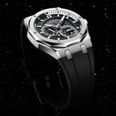 Mark Fairwhale AERIXON Titanium Shadow – Gunmetal gray skeleton watch for men, slim 12mm design with 316L stainless steel & Hardlex crystal