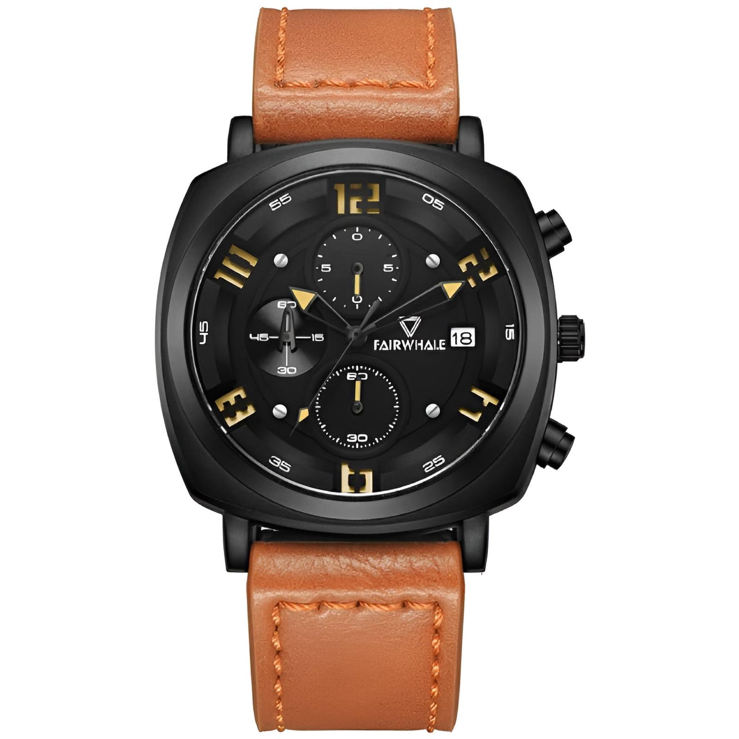 Mark Fairwhale AEROCOMMANDER FW-5510 Military Watch with blue dial and black leather strap